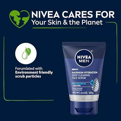 NIVEA MEN Maximum Hydration Deep Cleaning Face Scrub With Aloe Vera, 3 Pack of 4.4 Oz Tubes