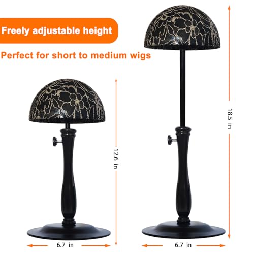 Adjustable Wig Stand with Iron Base (12.6-18.5 inch)