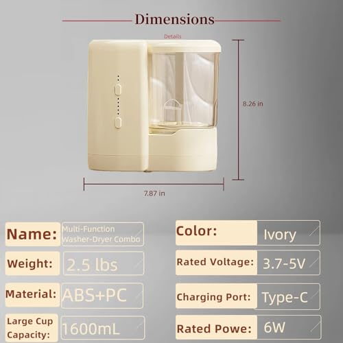 Portable 2-in-1 Makeup Brush Cleaner ? Mini Multi-Function Cleaner for makeup brushes, intimate apparel, and various beauty accessories. USB-powered for efficient small-item washing. (Beige)