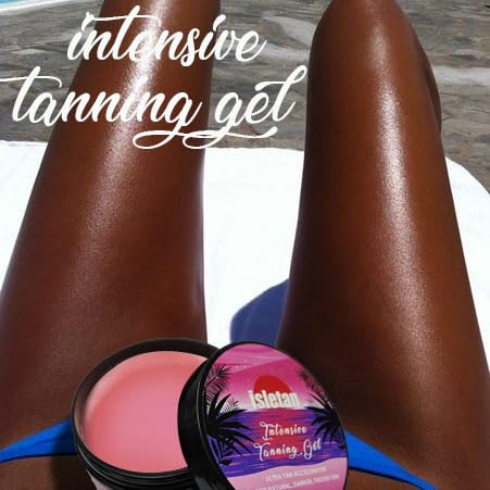 isletan intensive tanning gel peach, tanning gel for outdoor sun & tanning bed, 200g