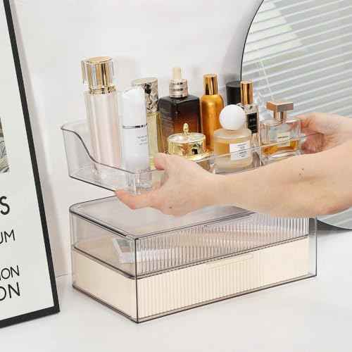 Makeup Organizer Countertop Large Cosmetic Display Cases Cosmetic Organizer Skin care Organizer, 2 Drawers