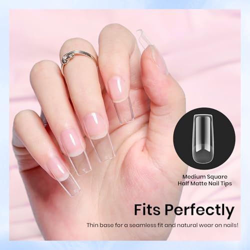 Beetles Medium Square Gel Nail Tips - 576 Pcs, 12 Sizes, Pre-Etched