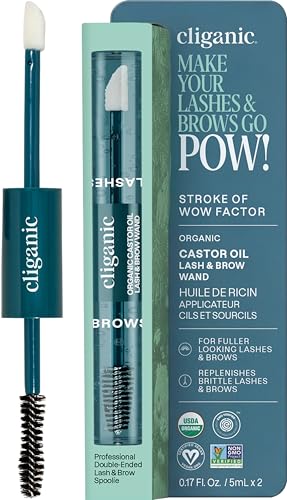 Cliganic Organic Castor Oil for Lashes & Brows – Refillable Wand