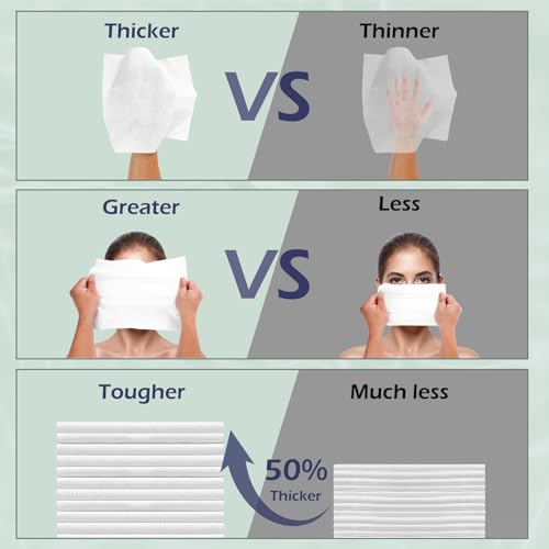Disposable Face Towel, Clean Towel, Extra Large 12" x 10", Soft Dry Wipe Face Wash, Makeup Remover, Biodegradable Towelette for Sensitive Skin 320 Count (4 Pack)