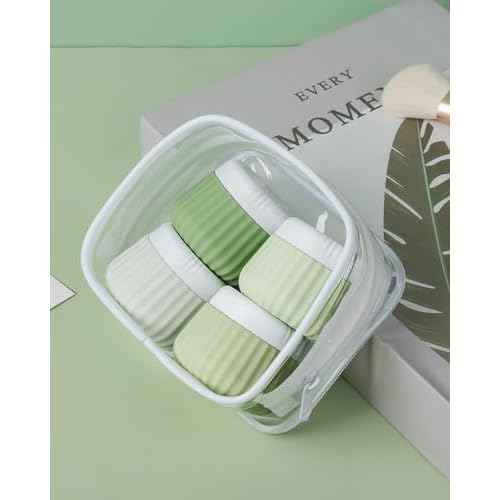 Travel Containers for Toiletries 4 Pack, TSA Approved Travel Size Toiletries, With Clear Bag Leak Proof Silicone Jars, Creams Jars Carrying Small Items