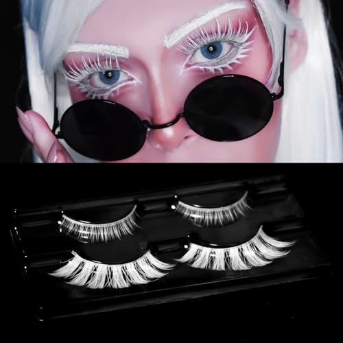 White False Lashes with Clear Band - Halloween & Cosplay Makeup