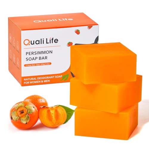 3 PCS Persimmon Soap Bar for Body Odor Control - Deodorizing & Eliminating Body Odor for Old People Smell, Natural Deodorant Persimmon Bar Soap, Organic Body Wash Soap for Women & Men