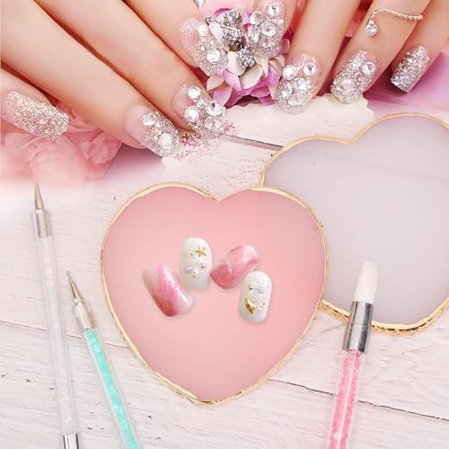 Heart Resin Nail Art Palette 2-Pack | Gold Edge