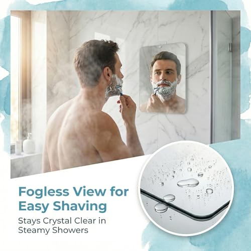 Fogless Shower Mirror for Shaving with Adhesive Hook - Acrylic
