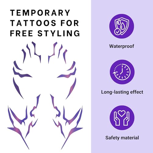 Purple Ombre Waterproof Temporary Tattoos | Cosplay & Party