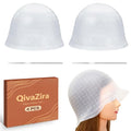Silicone Hair Highlighting Cap Set - 2 Pcs with Metal Hook