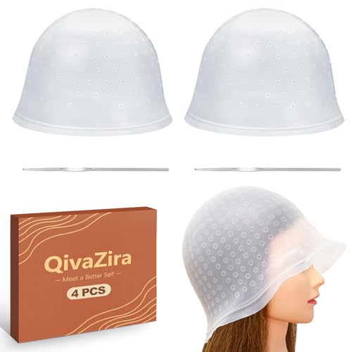 Silicone Hair Highlighting Cap Set - 2 Pcs with Metal Hook