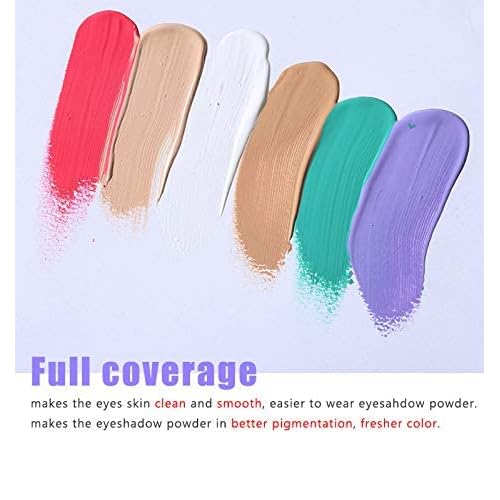 MAEPEOR Matte Eyeshadow Primer 6 Colors Prevent Oily Lids and Creasing Eye Primer Base Long-lasting Waterproof & Smudgeproof Eye Base Makeup for All Shadows (0 White)