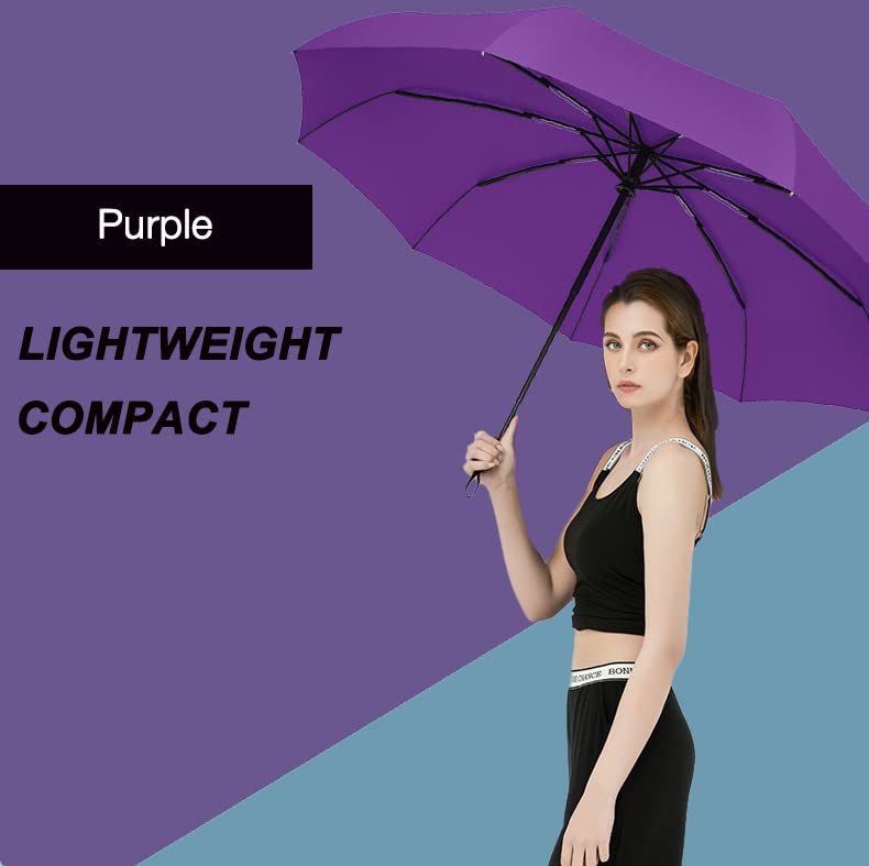 SIEPASA Windproof Travel Compact Umbrella-Automatic Umbrellas for Rain-Compact Folding Umbrella, Travel Umbrella Compact, Small Portable Windproof Umbrellas for Men Women Teenage. (Purple)