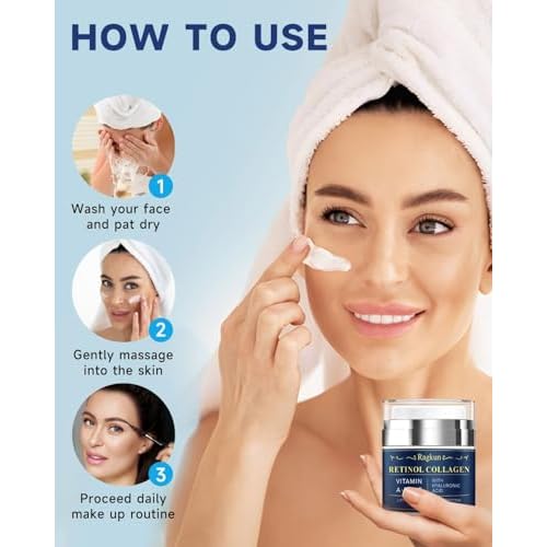 Retinol Cream for Face, Collagen Neck Creams for Tightening and Firming, Anti Aging Day & Night Facial Moisturizer for Women & Men, Instant Face Lift Wrinkle Cream 1.7 fl. oz with Vitamin C Serum