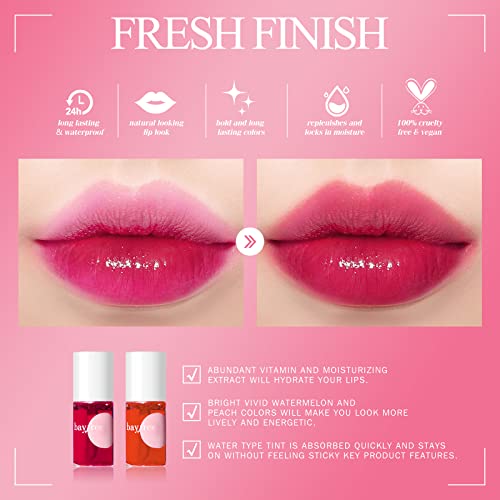 bayfree Radiant Finish, Hydrating, Creamy, Lightweight & Blendable Mulit Glow Balm & Long Lasting Waterproof Lip Tint Stain Set