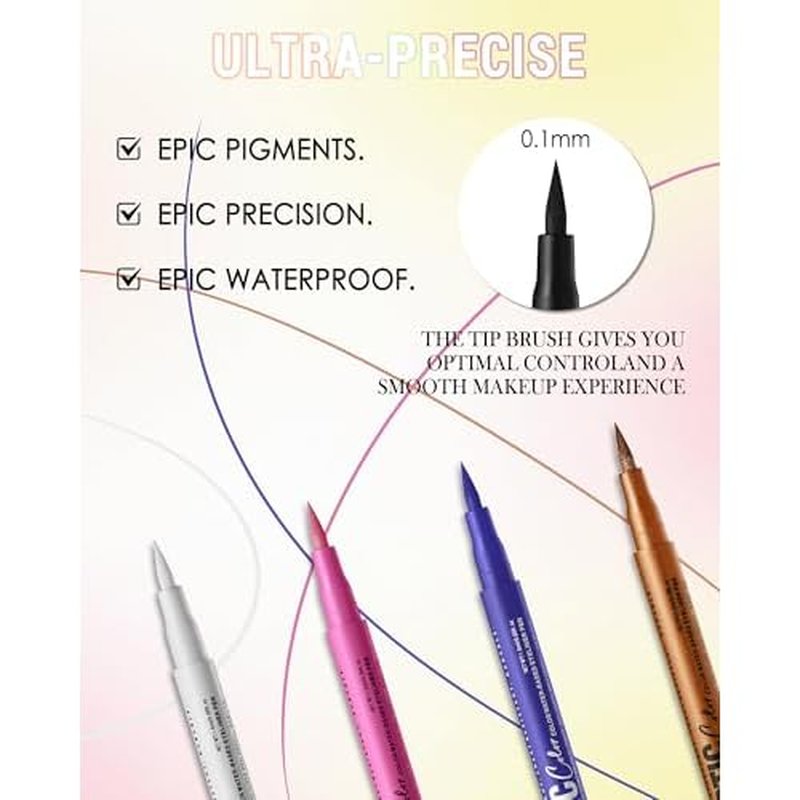Bronze Matte Liquid Eyeliner Pencil, Colorful High Pigmented Waterline Eye liner Waterproof Pen, Bright Colored Smudgeproof Long Lasting Eyeliner Pen Christmas Party Festival Makeup Gift for Women-10