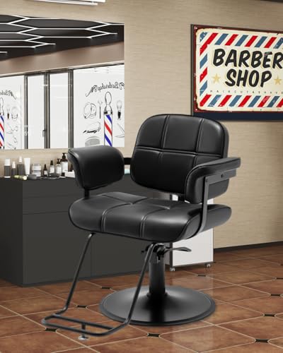 Towning Extra Wide Barber Chair Hydraulic Pump 360° Swivel