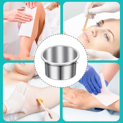 BBTO 1 Pcs Wax Pot Wax Melt Warmer Replacement Inner Pot Liner 14oz Metal Tin 4'' Portable Hair Removal Waxing Bowl Container for 500 ml Hair Removal Machine