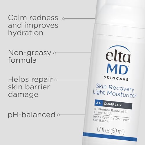 EltaMD Skin Recovery Light Face Moisturizer for Dry Skin, Oil Free Moisturizer for Face and Acne Prone Skin Care, 1.7 oz Pump