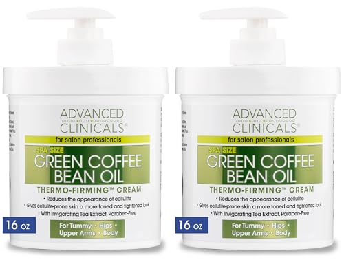 Advanced Clinicals Thermo Firming Green Coffee Bean Moisturizer Body Cream | Anti Cellulite Caffeine Firming Lotion For Legs, Arms, & Body | Skin Care Products | Aging Skin Tightening Cream, 2-Pack