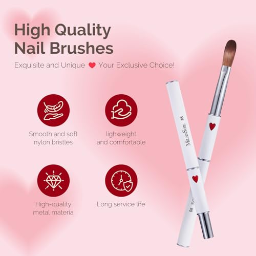MelodySusie White 4-Piece Acrylic Nail Brush Set for Nail Art & Extensions