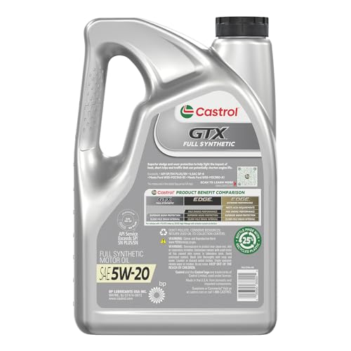 Castrol GTX Full Synthetic 0W-20 Motor Oil, 1 Quart, Pack of 6