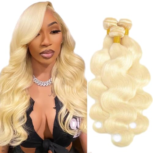 613 Honey Blonde Body Wave Human Hair Bundles 18-22 Inch