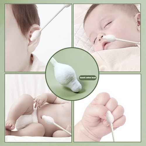Safety Cotton Swabs with Large Tip 324PCS,Baby Cotton Buds With Natural Paper Stick For Newborn,Kids