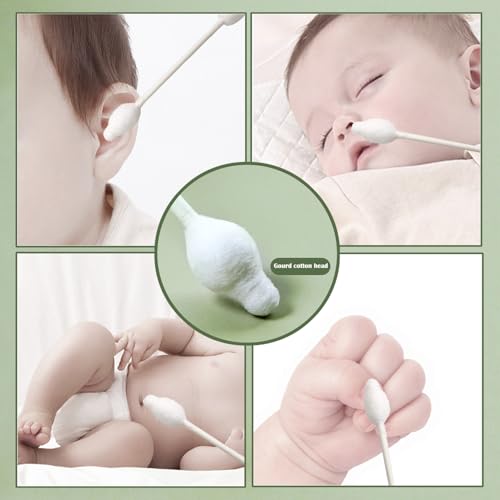 Baby Safety Cotton Swabs with Large Tip & Paper Sticks - 160 Count (2 Pack)
