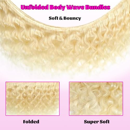 12 Inch Blonde Body Wave Human Hair Bundles 613