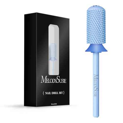 MelodySusie Safety Nail Drill Bits, 3/32'' Smooth Round Top Large Barrel Carbide Bits, Suitable for Manicure Pedicure Cuticle Gel Polishing, Beginners Bits, Light Blue, Series Bit-S, M