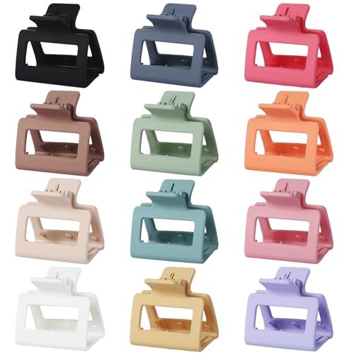 2 Inch Hair Claw Clips 12 Pack Colorful Matte Acrylic