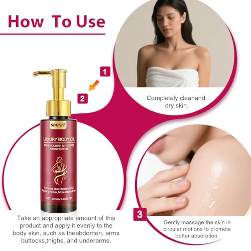 Body Firming Oil for Crepe Skin - After Shower Oil for Women, Tightening & Hydrating Treatment for Arms, Legs, Stomach & Body, Natural Formula for Dry Skin, Lightweight & Non-Greasy, 4.06 FL OZ