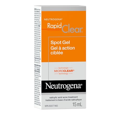 Neutrogena Rapid Clear Acne Eliminating Spot Treatment Gel with Witch Hazel and Salicylic Acid Acne Medicine for Acne-Prone Skin, 0.5 fl. oz