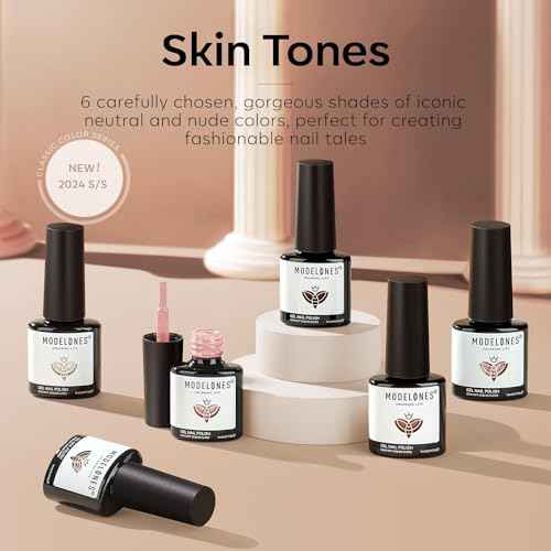 modelones Nude Gel Nail Polish Set -6 Colors Neutral Milky White Pink Brown Gel Polish Kit Skin Tones Soak Off Nail Kit Manicure DIY at Home Nail Art Salon Gift