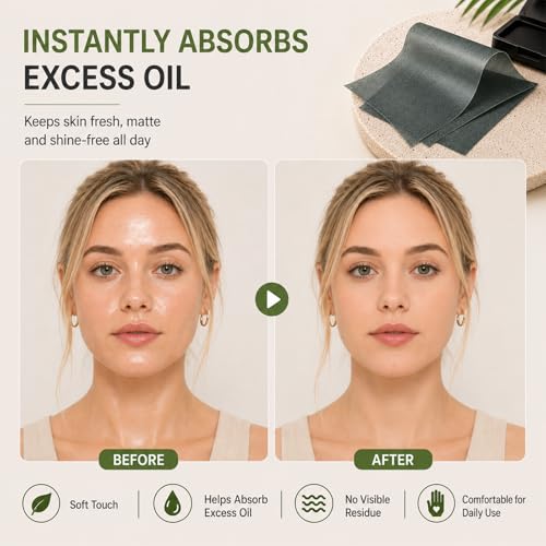 Oil Blotting Sheets for Face, 500 Pcs with Mirror & Puff