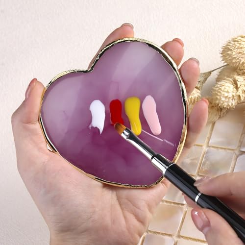 Heart Shaped Resin Nail Art Palettes - Set of 2 with Gold Edges