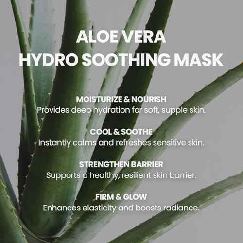VENAMINE Korean Aloe Vera Hydro Soothing Face Masks, Moisturizing Sheet Mask for Sensitive Skin, 0.81 fl. oz (10 sheet)