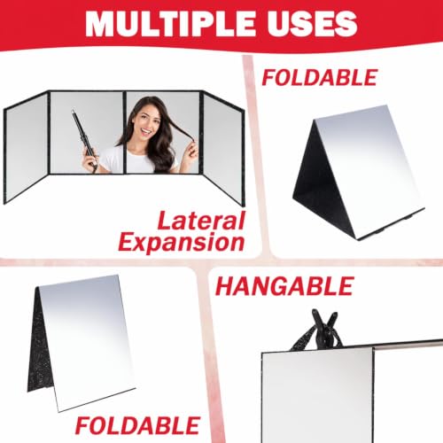 Foldable Full Length Mirror Tri-Fold Acrylic Portable