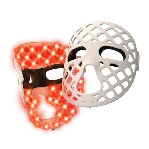 Avorla LED Red Light Therapy Face Mask, 216 LEDs 4 Modes