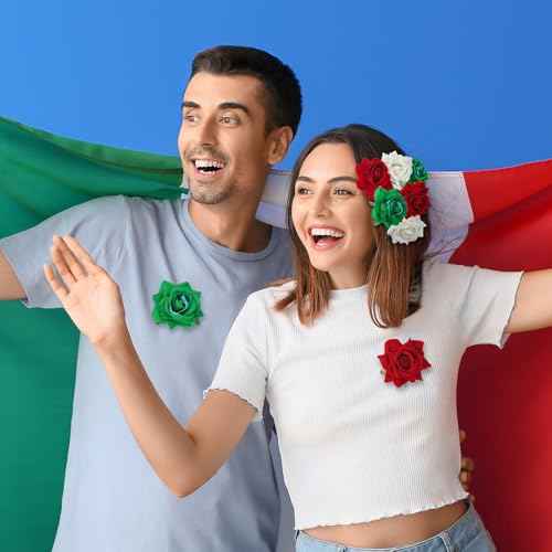 7 Pcs Mexican Hair Accessories for Women Independence Day Rose Flower Brooch Clip Mexican Flag 16th September Flower Hair Accessories for Traditional Girls Independencia De Mexico