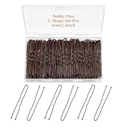 200 Pcs 2.4 Inch Brown U-Shaped Bobby Pins - Hair Clips