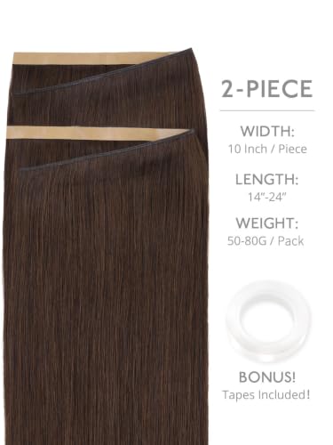 Tape in Hair Extensions 20'' Remy Human Hair Chocolate Brown