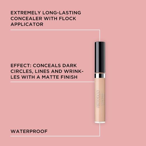ARTDECO Waterproof Long-Wear Concealer - Soft Ivory - Full Coverage, Matte Finish, and Nurturing Formula for Dark Circles and Imperfections - 0.24 Fl Oz