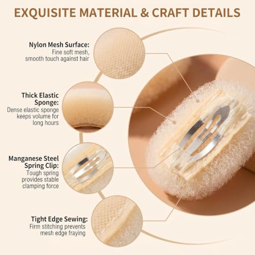 Hair Volume Clip Set - 2 Pcs Beige Bump It Up Inserts for Styling