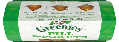 Greenies Pill Pockets for Dogs Capsule Size Natural Soft Dog Treats with Real Peanut Butter, 15.8 oz. Pack (60 Treats)