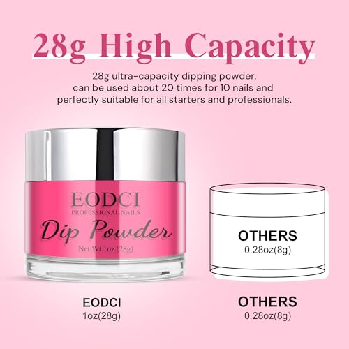 EODCI Pink AR049 1oz Jelly Dip Powder No UV Nail Lamp Needed Long-Lasting Manicure
