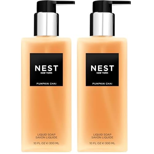 NEST New York Liquid Soap, Pumpkin Chai - 10 fl oz - Cleanses & Nourishes Skin - Approx. 300 Pumps Per Bottle - Gluten Free & Cruelty Free (Pack of 2)