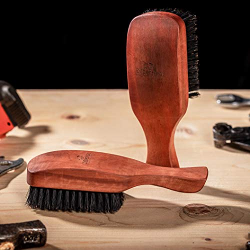 ZilberHaar Major Hair & Beard Brush for Men - Boar Bristles and Pearwood - All Beard and Hair Types - Made in Europe - Stiff Bristles